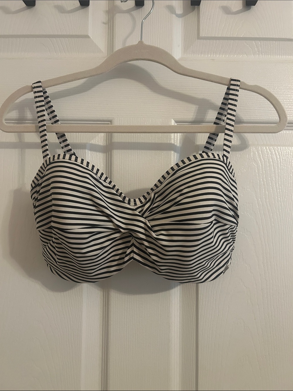 Striped Twist-Front Swimsuit Top - Black & White 34F
